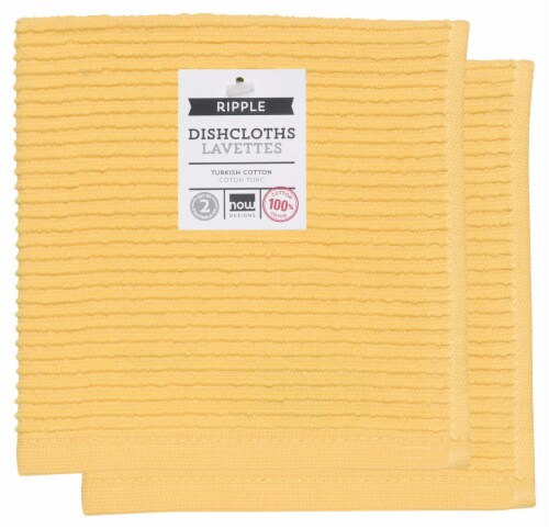 Now Designs Ripple Kitchen Dishcloth, Lemon Yellow - 13 x 13 in Set of 4 Perspective: front