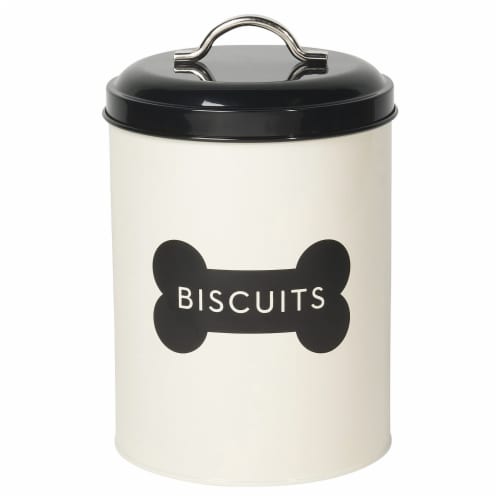 Now Designs Dog Biscuit Metal Treat Tin - Ivory Perspective: front