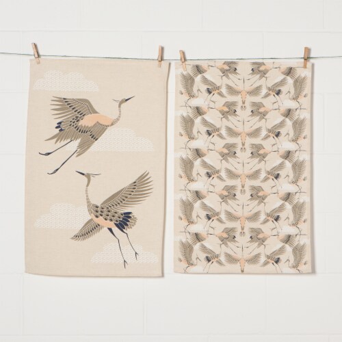 Danica Studio To and Fro Flight of Fancy Linen Printed Dish Towels Perspective: front