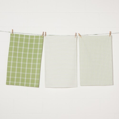Now Designs Tic Tac Toe 100% Cotton Sage Green Kitchen Dish Towels Perspective: front