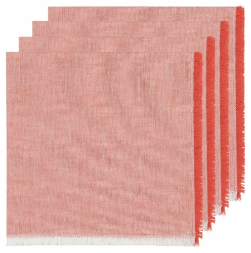 Danica Heirloom Chambray Clay Red Cotton Napkins Perspective: front