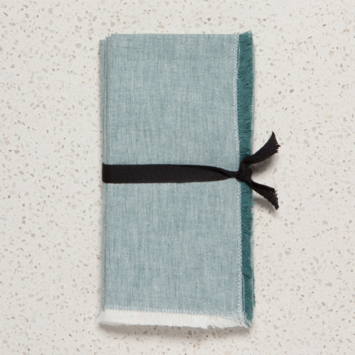 Danica Heirloom Chambray Cotton Napkins - Lagoon Green 18 x 18 inches Set of 4 Perspective: front