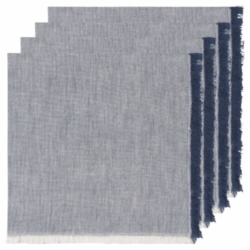 Danica Heirloom Chambray Cotton Napkins - Midnight Blue Perspective: front