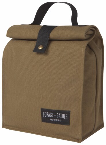 Heirloom 100% Cotton Lunch Bag for Work and School with Magnetic Closure Green Perspective: front