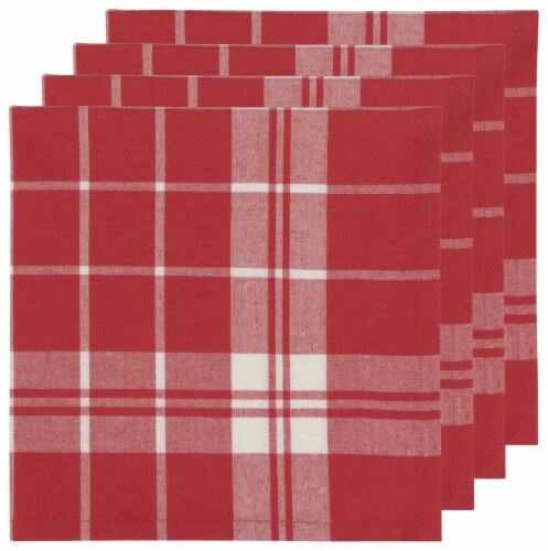 Now Designs Second Spin Plaid Napkin Chili - Red Perspective: front