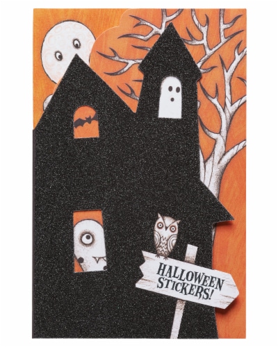 American Greetings Halloween Card with Stickers (Haunted House) Perspective: front