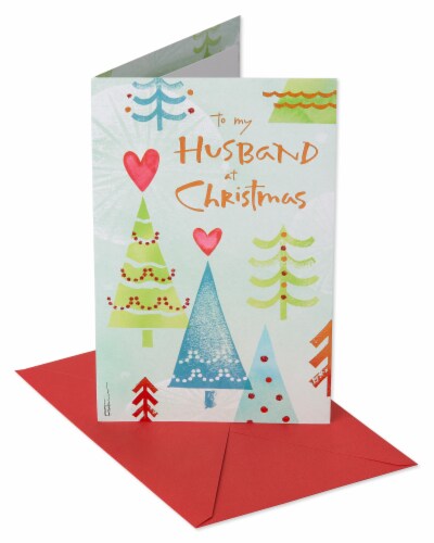American Greetings Christmas Trees with Glitter Christmas Card for Husband Perspective: front