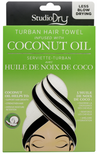 Studio Dry Coconut Oil Turban Hair Towel - White Perspective: front