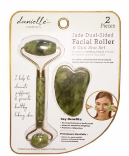 Danielle® Creations Jade Dual-Sided Facial Roller Perspective: front