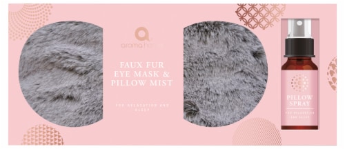 Aroma Home Grey Fur Eye Mask and Pillow Mist Set Perspective: front