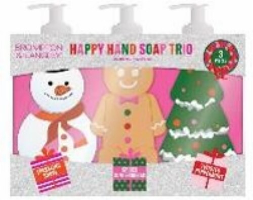 Brompton & Langley Hand Wash Set - Snowman, Gingerbread Man & Christmas Tree Perspective: front