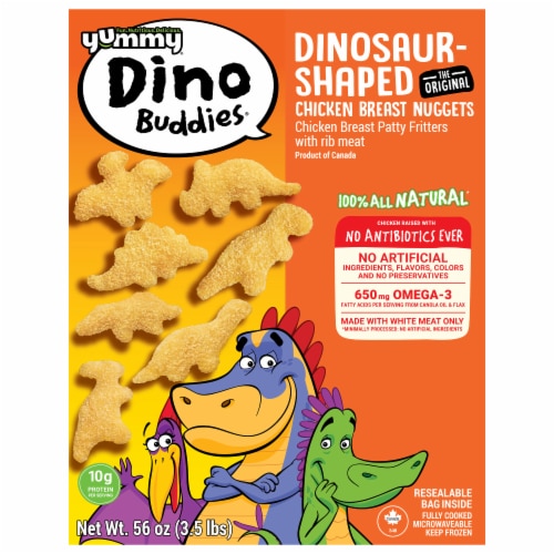 Yummy Dino Buddies Dinosaur Shaped Chicken Breast Nuggets Perspective: front