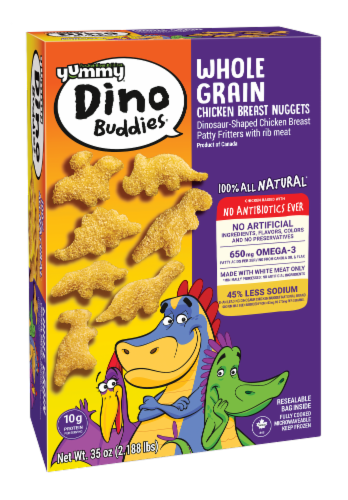 Yummy Whole Grain Chicken Breast Dinosaur-Shaped Nuggets Perspective: front