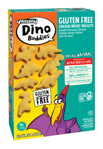 Yummy Dino Buddies All Natural Gluten-Free Frozen Fully Cooked Dinosaur Shaped Chicken Nuggets