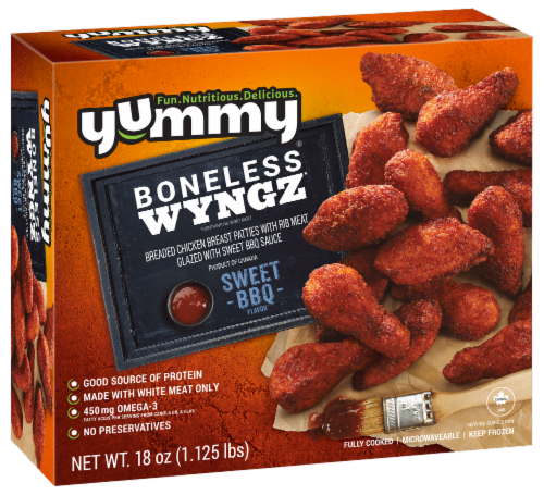 Yummy® Boneless Wyngz Sweet BBQ Flavored Chicken Wings Perspective: front