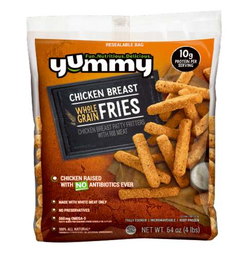 Yummy® All Natural Whole Grain Chicken Breast Fries Perspective: front
