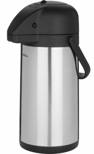 Trudeau Apollo Vacuum Insulated Stainless Steel Pump Pot - Black/Silver Perspective: front