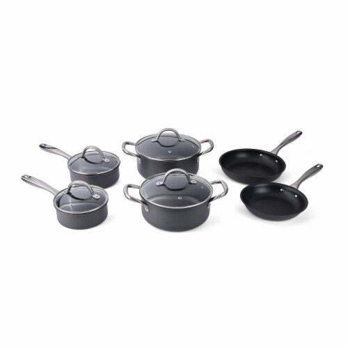 Cuisipro Easy Release Hard Anodized 10 Piece Cookware Set Perspective: front
