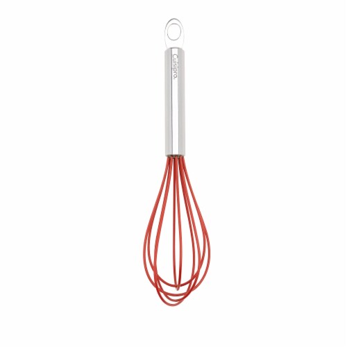 Cuisipro 8-Inch Stainless Steel and Silicone Egg Whisk, Red Perspective: front