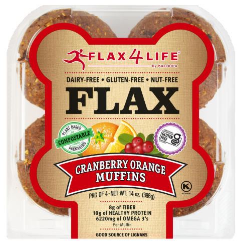 Flax 4 Life Cranberry & Orange Gluten-Free Flax Muffins Perspective: front