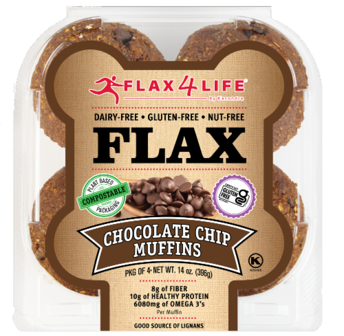 Flax 4 Life Gluten Free Chunky Chocolate Chip Muffins Perspective: front