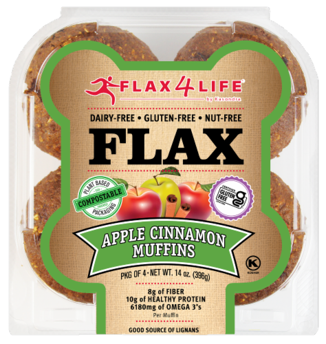 Flax 4 Life Apple Cinnamon Gluten-Free Flax Muffins Perspective: front