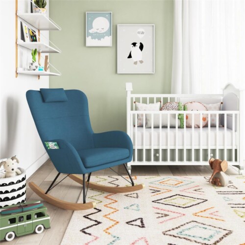 Baby Relax DE8944 BL Crossley Rocker Chair with Storage Pockets Blue 1 Baker s