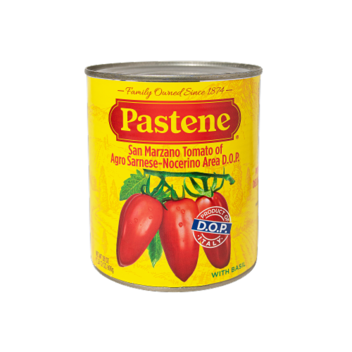 Pastene® San Marzano Tomatoes with Basil Perspective: front