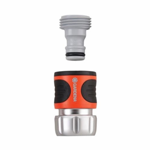 Gardena 39044 0.62 & 0.5 in. Premium Metal Garden Hose Connector Set  Nylon-ABS Perspective: front