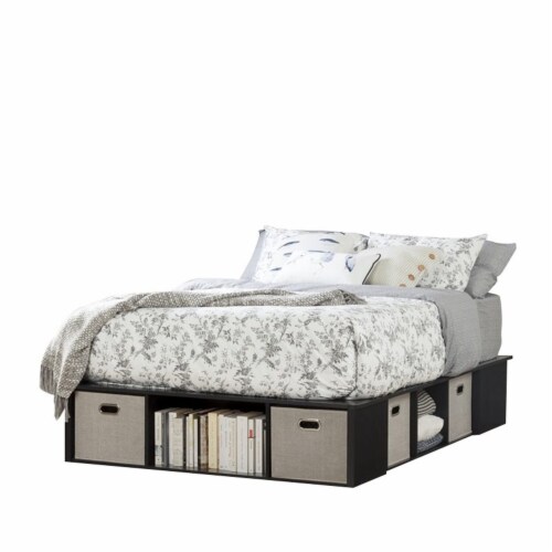 South shore flexible platform bed on sale with storage and baskets full
