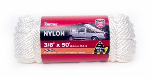 KingCord Smooth Braid Nylon Rope - White Perspective: front