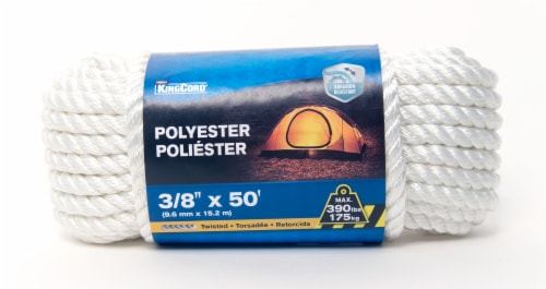 KingCord Twisted Polyester Rope - White Perspective: front