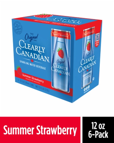 Clearly Canadian Summer Strawberry Sparkling Water Cans Perspective: front
