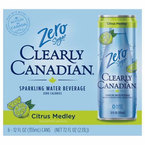 Clearly Canadian® Zero Sugar Citrus Medley Flavored Sparkling Water Cans Perspective: front