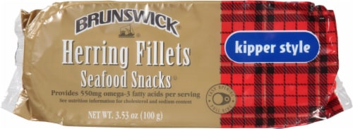 Brunswick Kippered Herring Fillets Seafood Snacks Perspective: front