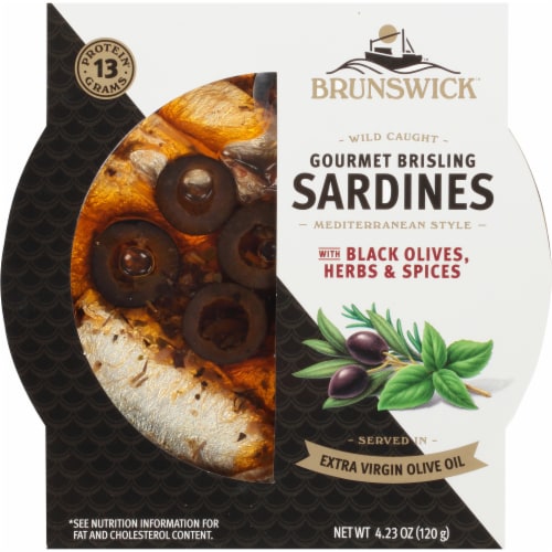 Brunswick™ Mediterranean Style Wild Caught Gourmet Brisling Sardine Can Perspective: front