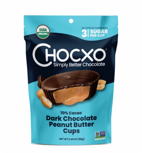 ChocXO® Dark Chocolate Peanut Butter Cups Perspective: front