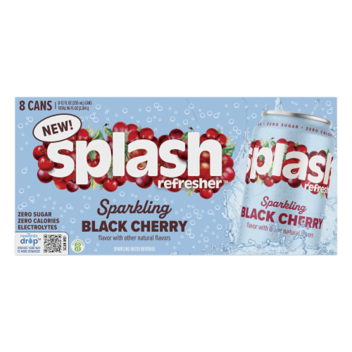 Splash Refresher™ Black Cherry Sparkling Water Cans Perspective: front
