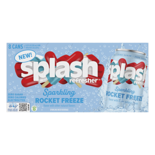 Splash Refresher™ Rocket Freeze Flavor Sparkling Water Cans Perspective: front