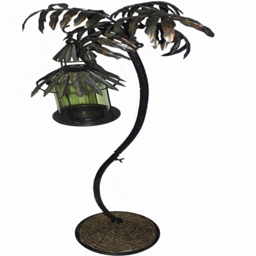 Metal Hanging Lantern Tree Design Holder, Copper- Saltoro Sherpi Perspective: front