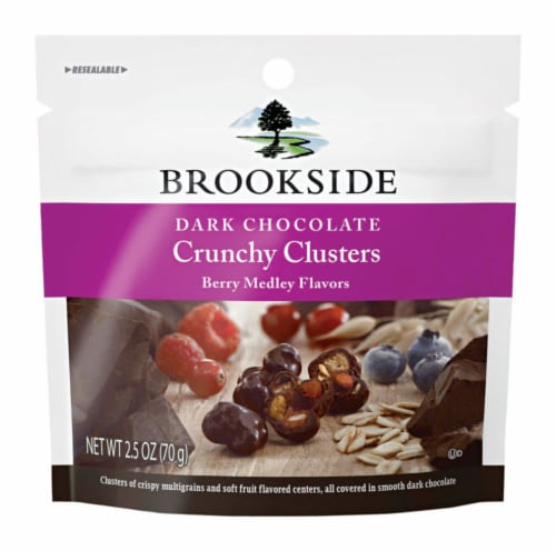 Brookside Crunchy Clusters Dark Chocolate Berry Medley Candy 2.5 oz. - Case Of: 10; Perspective: front