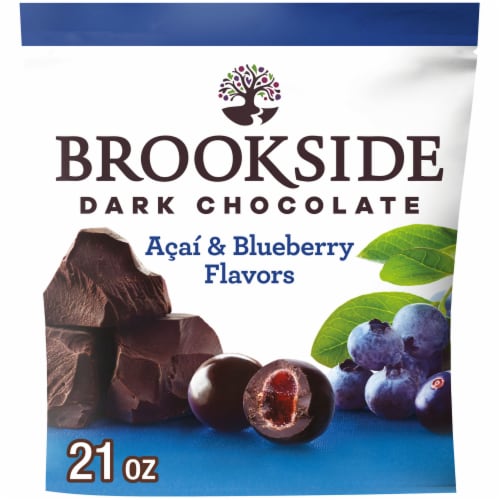 BROOKSIDE Dark Chocolate Acai and Blueberry Flavored Snacking Chocolate Bag Perspective: front