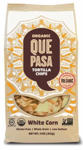 Que Pasa Organic White Corn Tortilla Chips Perspective: front