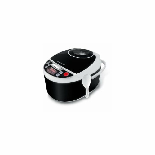 Nutrichef PKPRC16 Stainless Steel Digital Electronic Pressure & Slow Cooker, White & Black Perspective: front