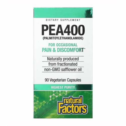 Natural Factors PEA400 Palmitoylethanolamide 400mg, 90 Vegetarian Capsules Perspective: front