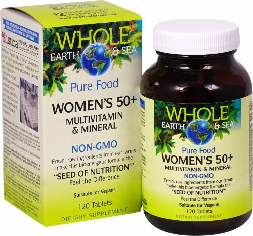 Natural Factors Whole Earth & Sea Women's 50+ Multivitamin & Mineral Tablets Perspective: front