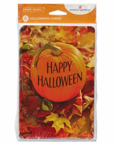 American Greetings Halloween Greeting Cards, 6-Count (Pumpkin) Perspective: front