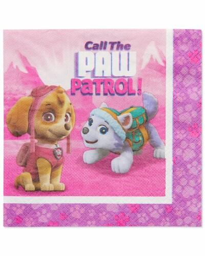 American Greetings Paw Patrol Pink Disposable Paper Lunch Napkins Perspective: front