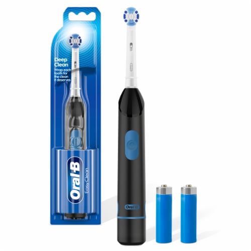 Oral B Easy Clean Battery Toothbrush, Deep Clean - Black, with (1) Brush Head, Batteries Included Perspective: front