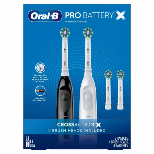 Oral-B Pro Advantage Battery Power Toothbrush (2 Handles + 4 Brush Heads) Perspective: front